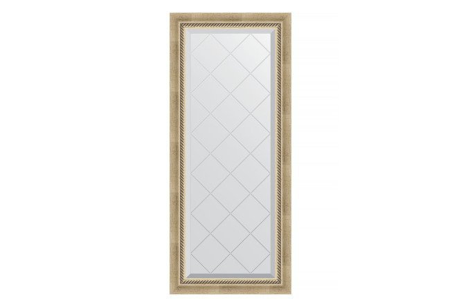 Wall mirror with engraving in a baguette frame EVOFORM antique silver with wickerwork 53x123 cm