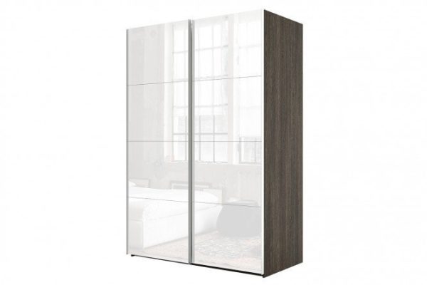 Sliding wardrobe 2-door Comet 160x220 cm wenge Mali, white glass facades