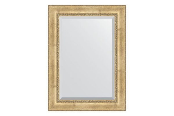 Wall mirror with bevel in a baguette frame EVOFORM BY 3480 aged silver/ornament 82x112 cm