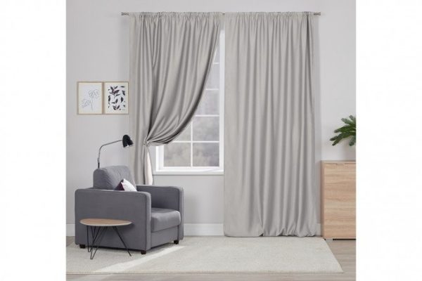 Set of curtains with tape ESTUDI BLANCO Drina 150x270 cm, 2 pcs., beige color