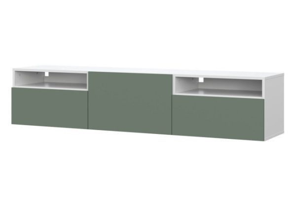 99rmi4cbogb3mn9kfu5dyr3l85uap3od.jpg Cabinet Oscar Moon 180x40 with 3 drawers and 2 shelves, white / soft olive