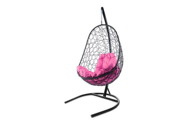 Hanging cocoon chair Oval 83x186x70 cm, base and frame color black, finishing black
