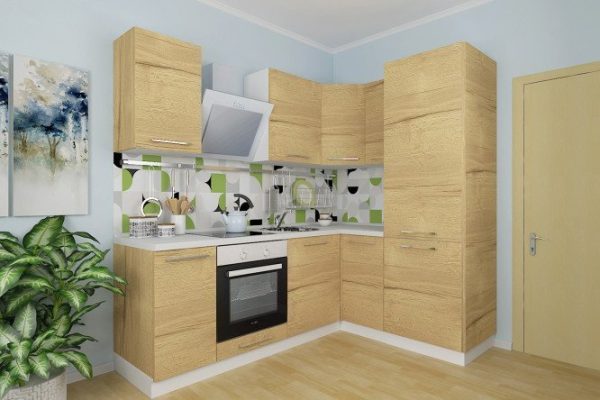 Modular kitchen set Amika 2.2x1.6 m Halifax oak