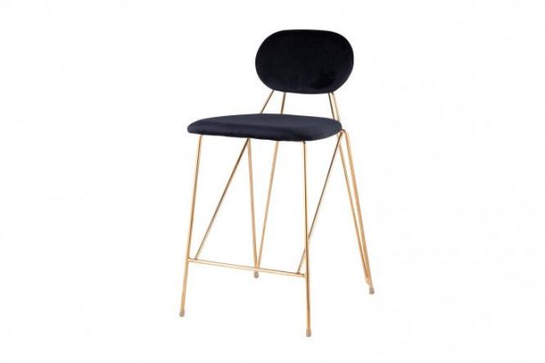 Half-bar chair Alice 48x92x53 cm, color dark blue, gold