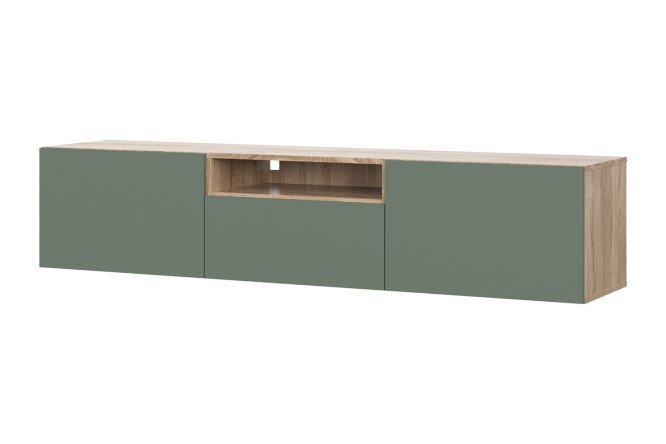 Cabinet Oscar Moon 180x40 with 2 doors, drawer and shelf, sonoma oak / soft olive