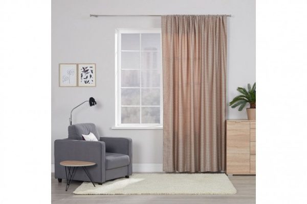 Curtain with Morze tape 200x270 cm, 1 piece, beige, brown
