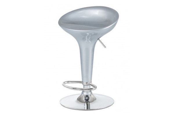 Bar stool DOBRIN Bomba 43x66x36 cm, seat color metallic silver, legs chrome