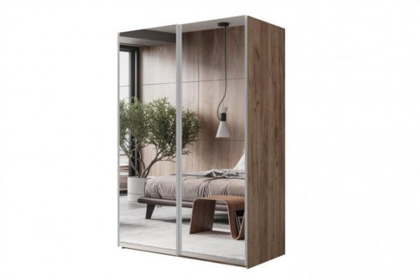 Sliding wardrobe 2-door Comet 200x240 cm kraft oak tobacco, mirror fronts
