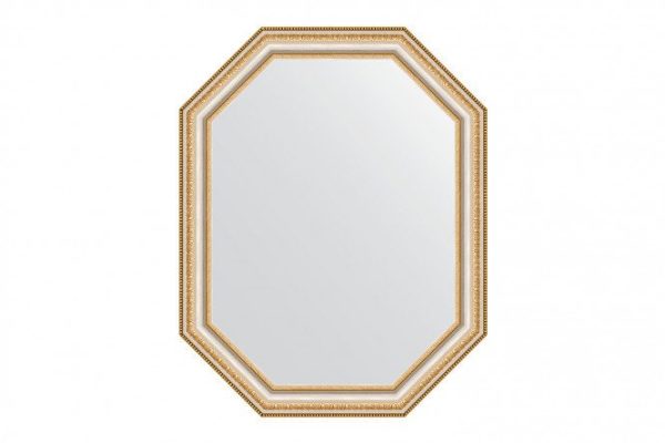 Wall mirror in a baguette frame EVOFORM Polygon BY 7050, gold beads on silver 56x71 cm