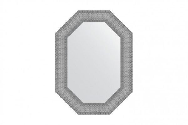 Wall mirror in a baguette frame EVOFORM Polygon BY 7289, silver chain mail 56x76 cm