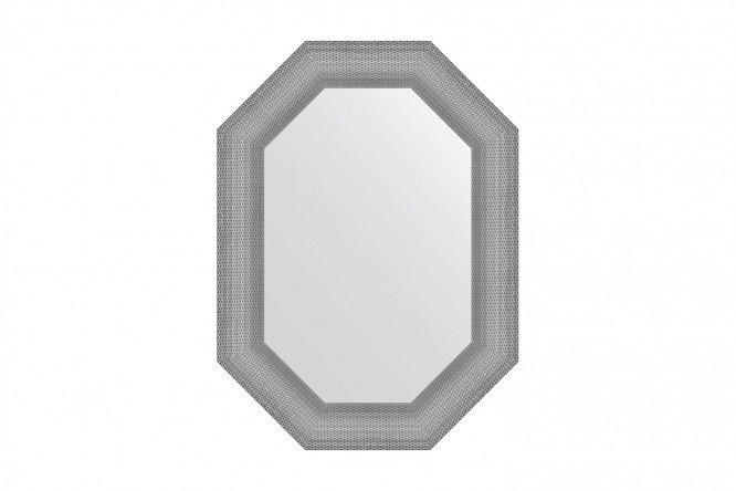 Wall mirror in a baguette frame EVOFORM Polygon BY 7289, silver chain mail 56x76 cm