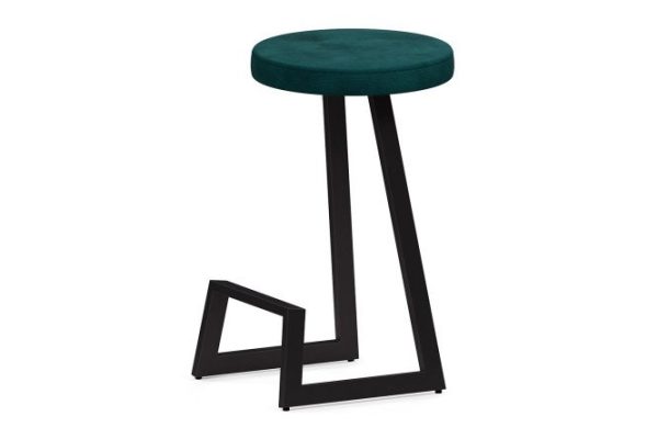 Bar stool Horeca Cors 38x75x38 cm, upholstery color dark green, legs black