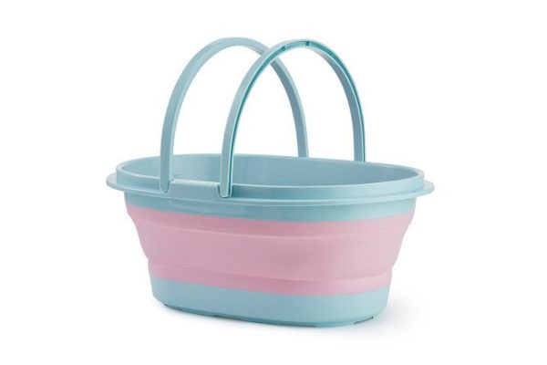 Folding basin MITTE Folding 12 l, blue, pink
