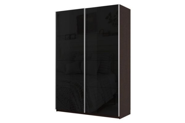 Sliding wardrobe 2-door Cors 140x230 cm, wenge, black facade