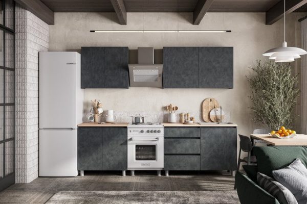 Kitchen set Denver 200x215x60 cm, frame color: metal Brooklyn, facade color: metal Brooklyn