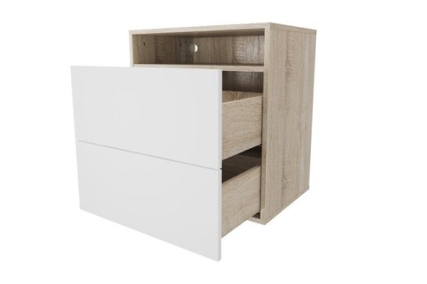Cabinet with two drawers and a shelf Oscar Amika 60x64 with push to open, Sonoma oak