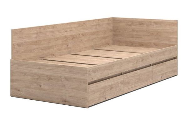 Snowley bed with 3 drawers 90x200 cm color hickory kingston