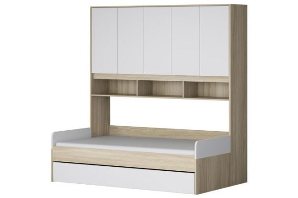 Bed with mezzanine Delta next 120x200 cm color shimo ash light, white