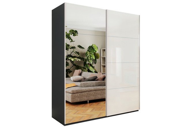2-door wardrobe Comet 180x220x66 cm, diamond gray, white