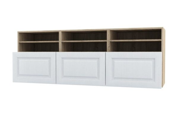Cabinet 6 shelves and 3 drawers Oscar Bella 180x64 cm with closers, Sonoma/white wood