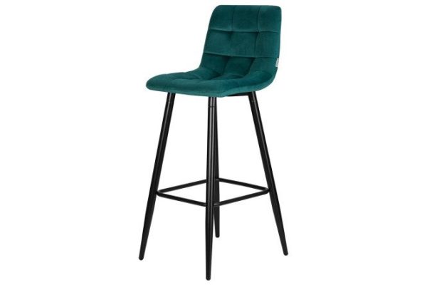 Bar chair DOBRIN Nicole 43x105x52 cm, upholstery color sea wave, legs matte black