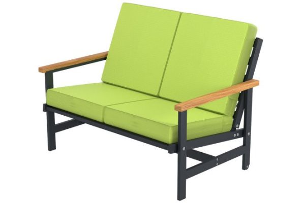 Double sofa Scandi with armrests 120x82.3x71.4 cm, frame color anthracite, soft elements light green