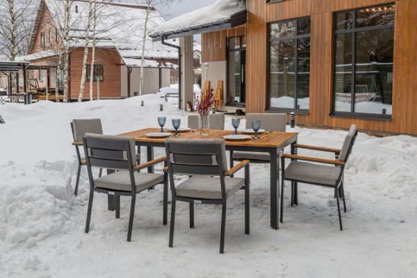 Dining set Oscar frame color black, tabletops beige