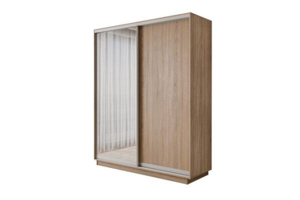 2-door wardrobe Slide-2 180x240x45 cm, Sonoma, silver, with one mirror