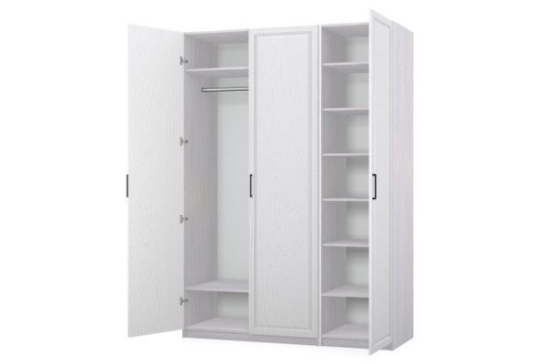 3-door wardrobe Oscar Bella 150x236x59.6 cm, light Anchor ash, white wood