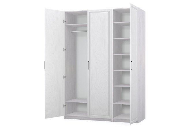 3-door wardrobe Oscar Bella 150x236x59.6 cm, light Anchor ash, white wood