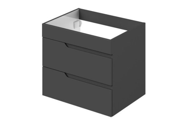 Hanging sink cabinet Sky 59.6 cm, frame color graphite, facade graphite