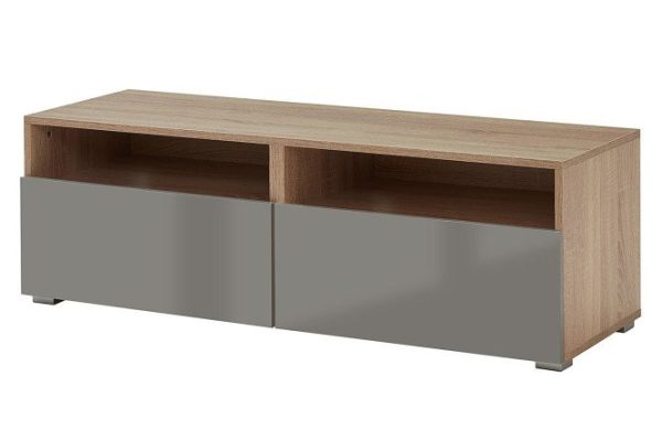 Cabinet with drawers and shelf Oscar Amika 120x38 with push to open, Sonoma oak / dusty gray gloss