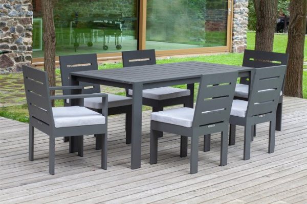 Garden furniture set Korfu frame color dark gray, table tops dark gray