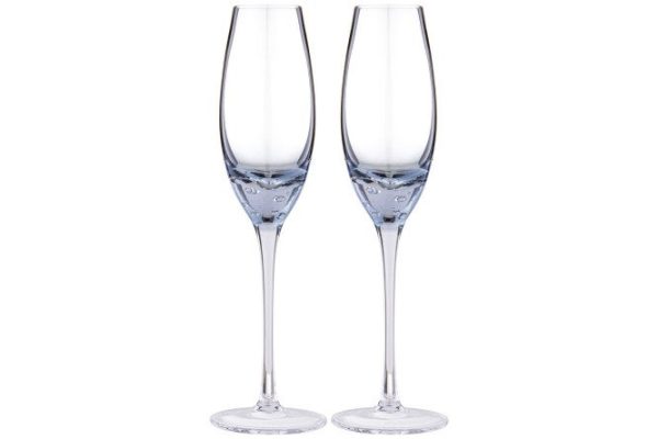 Set of champagne glasses Lefard Bubles Blue 200 ml, Glass, 2 pcs.