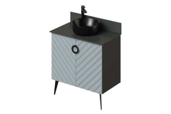 Floor stand Palladio 2.0 80.5 cm, frame color black, facade gray-blue