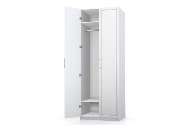 Wardrobe 2-door Oscar Bella 75x236x58 cm, white, white wood