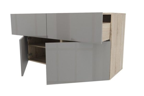 Cabinet 2 drawers 2 doors Oscar Amika 120x64 with push to open, Sonoma oak / dusty gray gloss