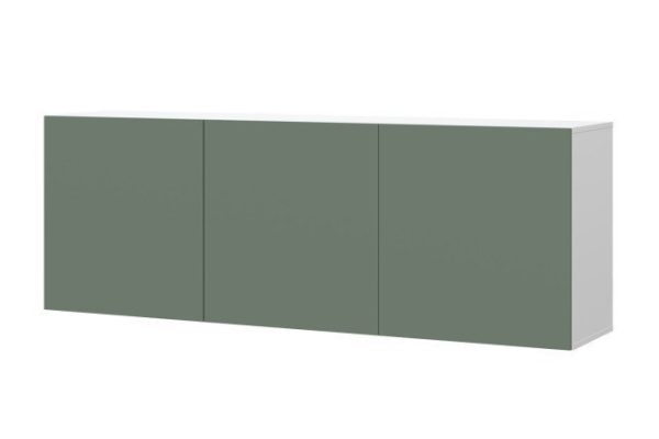 Cabinet Oscar Moon 180x64 with doors, white / olive soft