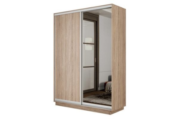 2-door wardrobe Slide-2 160x240x45 cm, Sonoma/silver, with one mirror
