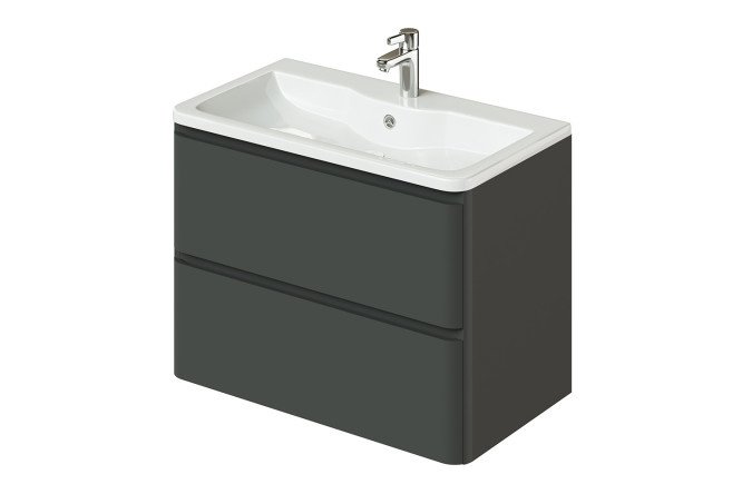 Wall cabinet with sink Roberto 79.5 cm, frame color graphite, facade graphite