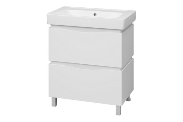 Floor stand Venus 80 P-Vnr01080-012Ya with 2 drawers 80 cm, frame color white, facade white