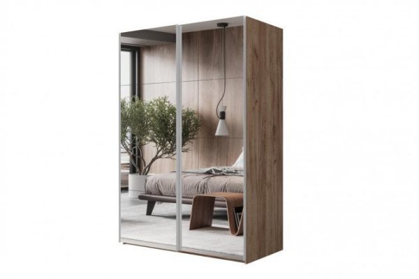 Sliding wardrobe 2-door Comet 180x240 cm kraft oak tobacco, mirror fronts