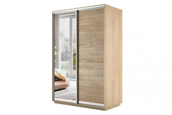 Wardrobe 2-door Slide 120x240x60 cm, Sonoma, with one mirror