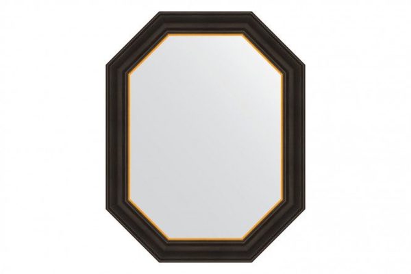 Wall mirror in a baguette frame EVOFORM Polygon BY 7286, ebony with gold 58x73 cm