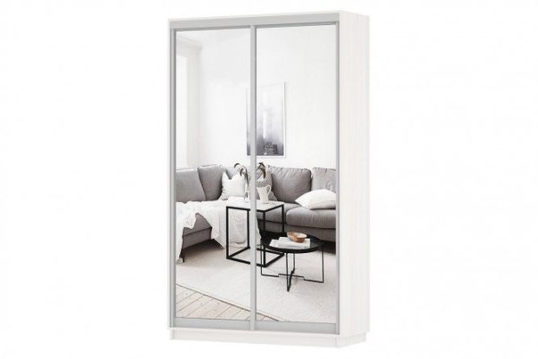 Sliding wardrobe 2-door Slide 120x220x60 cm, light ash Anchor, with two mirrors