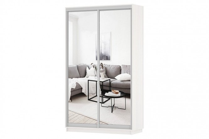 Sliding wardrobe 2-door Slide 120x220x60 cm, light ash Anchor, with two mirrors