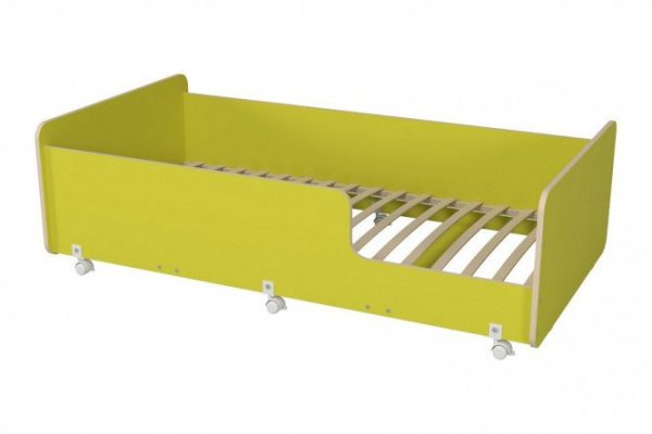 Teenage bed Kaprizun 80x160 cm lime color, light wood