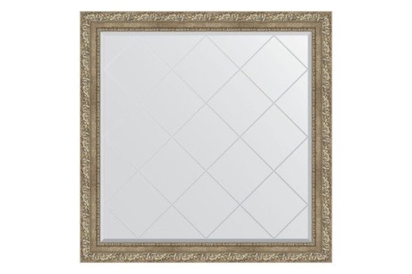 Wall mirror with engraving in a baguette frame EVOFORM vignette antique silver 105x105 cm