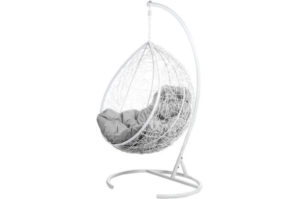 Hanging chair Tropica 102x195x102 cm, base and frame color white, finishing white