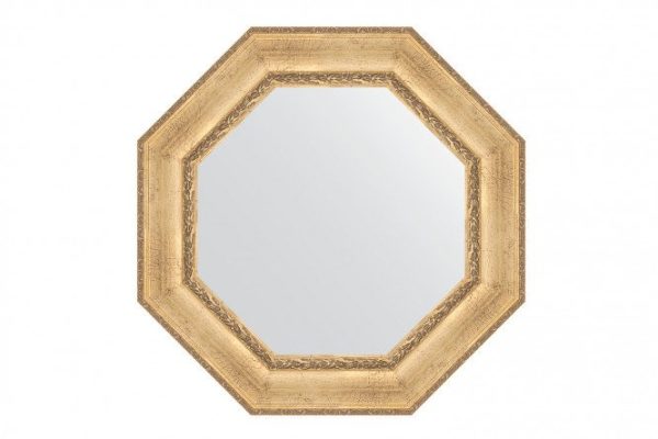 Wall mirror in a baguette frame EVOFORM Octagon BY 7391, aged silver with ornament 77x77 cm